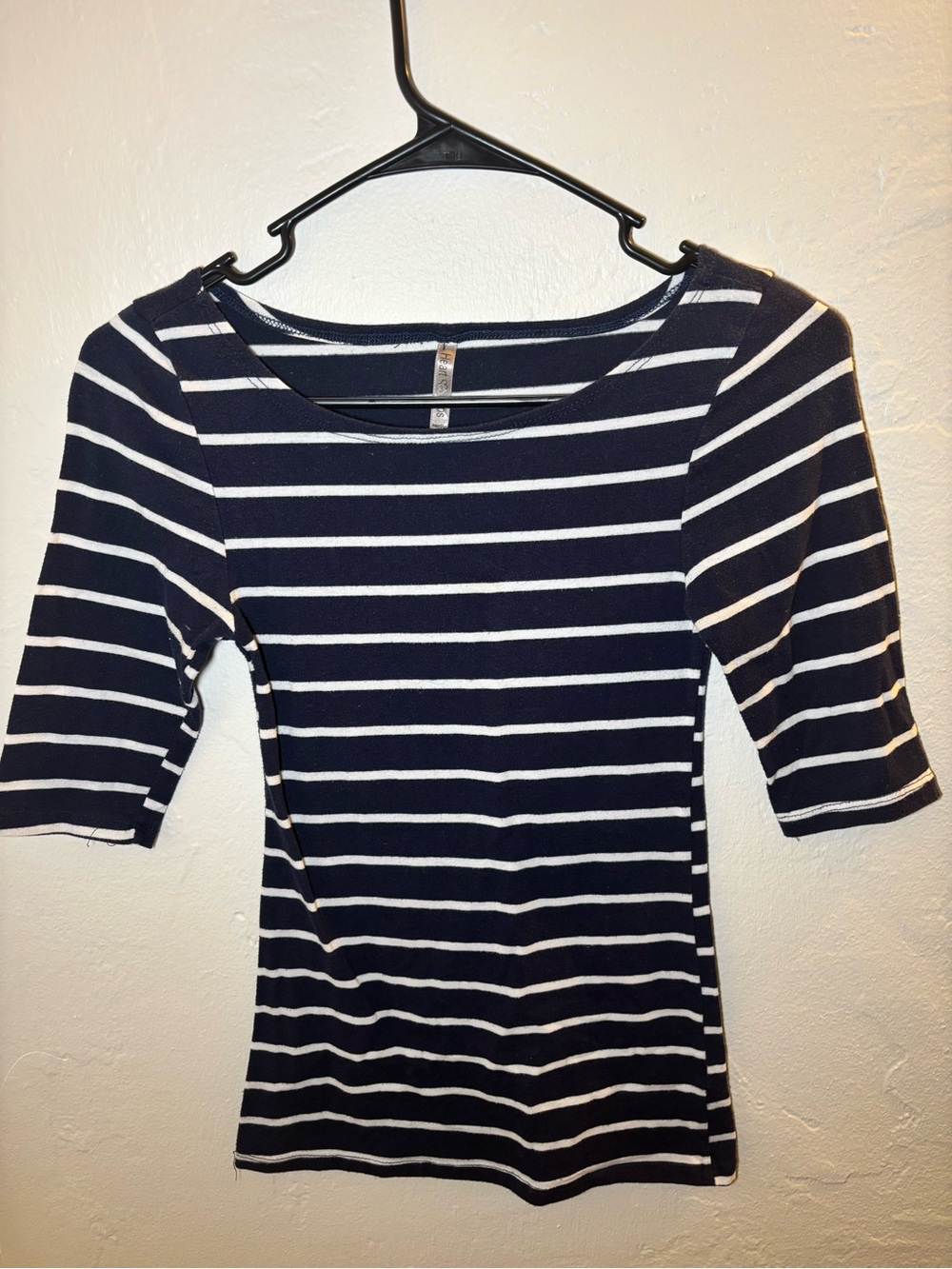 Heart Hips Navy and White Striped Boatneck Top